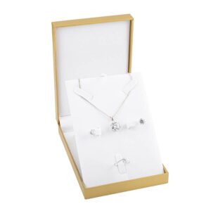 14461 luksuzna embalaža za komplet,  verižico, ogrlico, obesek, prstan, uhane (110 x 158 x 33mm)